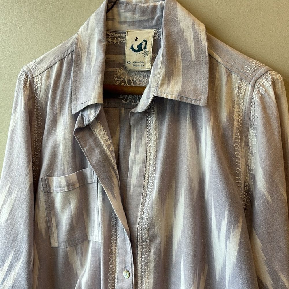 Tunic purple and white embroidered XS - Picture 4 of 6